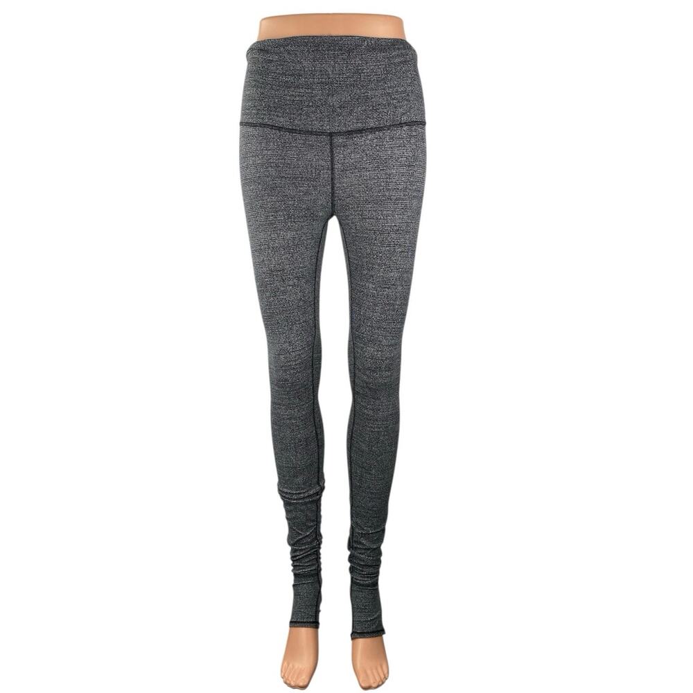 Lululemon Women's Black Gray Mid Rise Yoga Workout Athletic Leggings Pants Sz 6